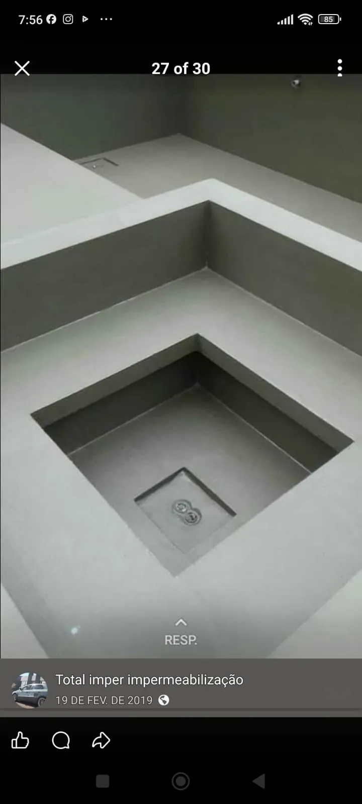 Caixa d'água impermeabilizada por dentro